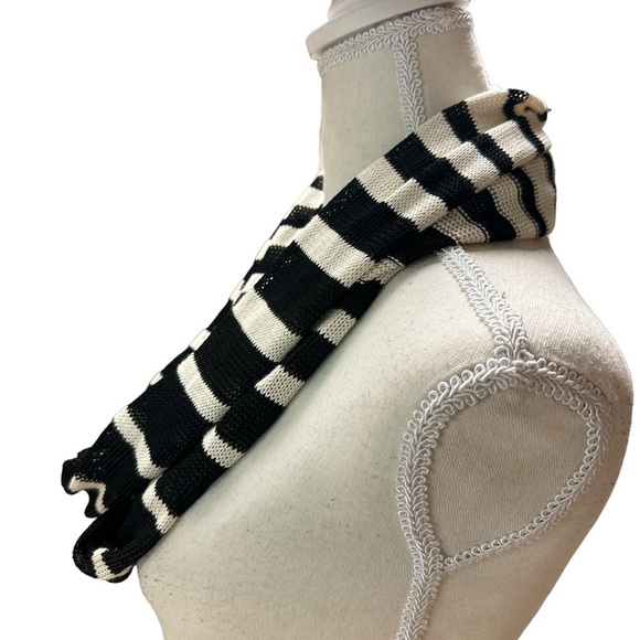 Loft Black/Cream Soft Striped Rayon Infinity Scarf - Picture 2 of 6